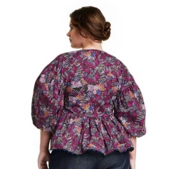 Kika Vargas x Target Wrap Top Size XL Coral Reef Scalloped Edge Purple NWT - Picture 4 of 5